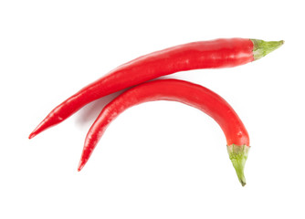 Red oblong peppers on a white background (view from a different angle in the portfolio)