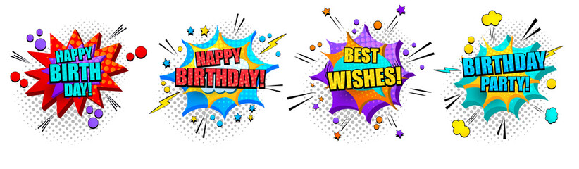 Comic bright 3d banners collection