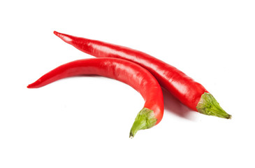 Red oblong peppers on a white background (view from a different angle in the portfolio)