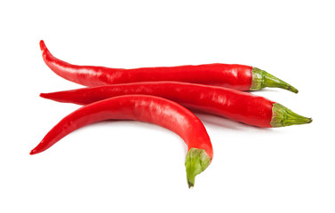 Red oblong peppers on a white background (view from a different angle in the portfolio)