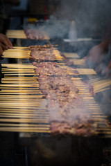 A typical central Italy dish: lamb "arrosticini". They are thin skewers of mutton cooked on the grill