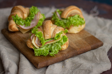 croissants with cheese and ham
