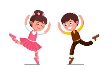 Ballet dancer kids boy and ballerina girl dancing