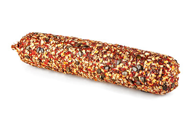 Salami isolated on a white background (view from a different perspective in the portfolio)