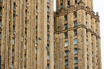 Classical soviet building facade in Moscow