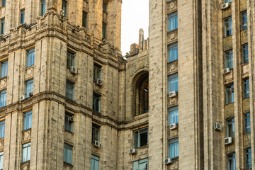 Old classical soviet building details in Moscow