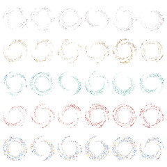 Obraz premium Random dotted, dots, halftone speckles concentric circle.Spiral, swirl, twirl element.Circular and radial lines volute, helix.Segmented circle with rotation.Radiating arc.Cochlear, vortex illustration