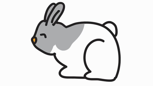 Rabbit hand drawn animation line sketch with transparent background