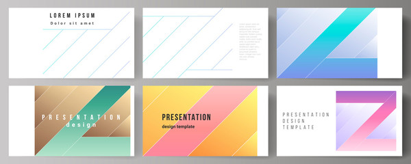 Naklejka premium The minimalistic abstract vector illustration of the editable layout of the presentation slides design business templates. Creative modern cover concept, colorful background.