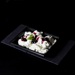 food in the boxes for delivery. Salads, snacks, healthy food