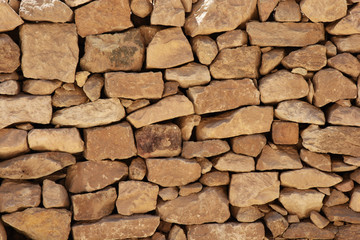 Stone wall made with rocks without concrete.