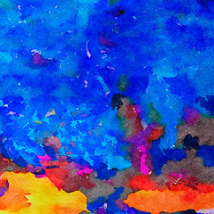 Fototapeta premium Abstract watercolor texture background, colorful bright splashes and strokes, dry paint on paper, artistic design pattern with contemporary art elements
