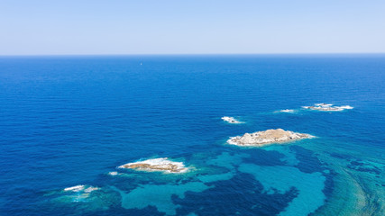 Tigania beach in Greece aerial.