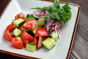 Vegetable salad with greens. catering menu