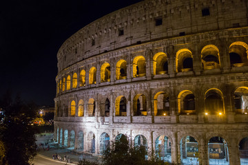 Fototapeta na wymiar Night view of Colosseum in Rome, Italy