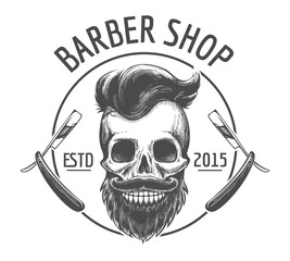 Skulls barber shop logo