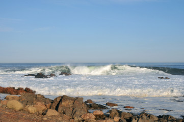 Fototapeta na wymiar High Surf at Bass Rocks
