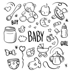 baby hand drawn, kids set © Damian