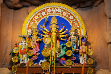 Durga idol at Puja Pandal, Durga Puja festival
