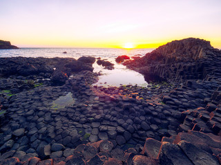 summer sunset giants causeway coastline,Northern Ireland