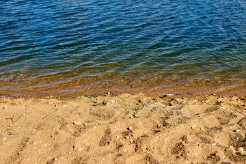 simple wallpaper pattern horizontal empty sand beach landscape background, copy space