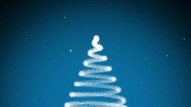 Abstract snowy Christmas tree on copy space animation background.