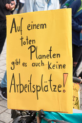 Global strike in Berlin, handmade placard in German language