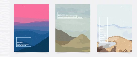 Gordijnen Trendy landscape backgrounds with Japanese pattern,  vector illustration © Tolchik