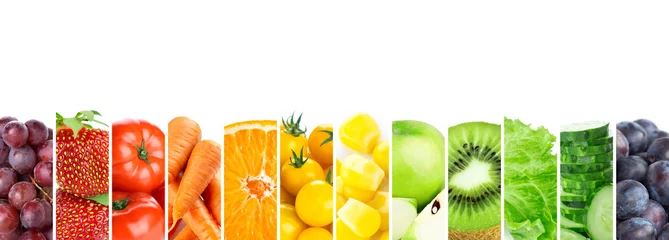 Crédence de cuisine en verre imprimé Légumes frais Fruits and vegetables. Fresh color food