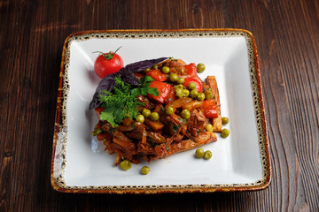 french fries with grilled vegetables . catering menu