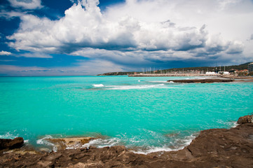 Ligurian sea coastline in Rosignano Solvay, Italy
