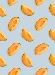 Colorful fruit pattern of melon slices - obrazy, fototapety, plakaty