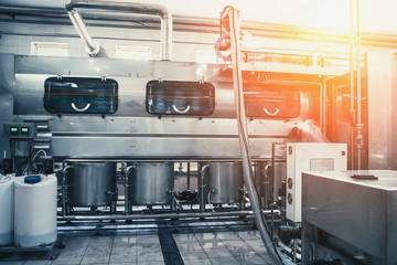 Industrial equipment, part of automatic conveyor, washing and disinfection of reusable plastic bottles factory production of purified drinking water