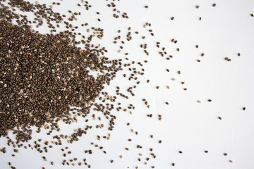  Chia seeds on a white background
