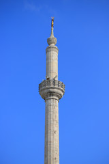 Fototapeta na wymiar Minaret tower mosque close up