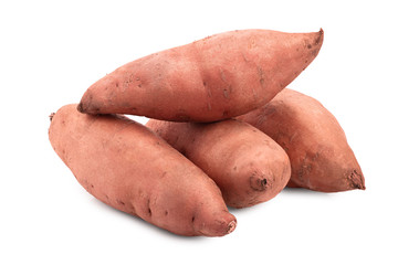 Sweet potato isolated on white background closeup