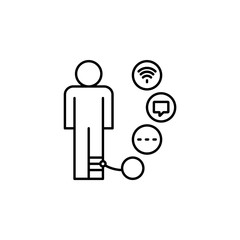 Prisoner wi-fi chat cyber robbery. Vector icon. On white background