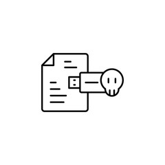 Hacking flash file cyber robbery. Vector icon. On white background