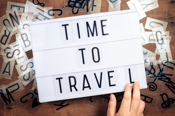 Time To Travel Text on Lightbox