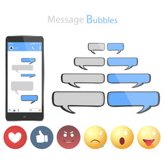 Obraz premium Smart Phone chatting sms template bubbles. Place your own text to the message clouds