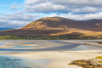 Looking down at the idyllic Seilebost Beach on the Isle of Harris in the Outer Hebrides