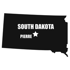 South Dakota map in black on a white background