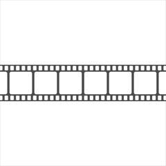 Seamless film strips on transparent background. Vintage cinema and photo tape. Retro film strips. Vector film strip