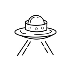 Ufo spaceship icon in line style. Space illustration with Ufo in white background. Element for space design. Science space object