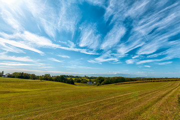 field and blue sky landscape, wuppertal ronsdorf, nrw germany