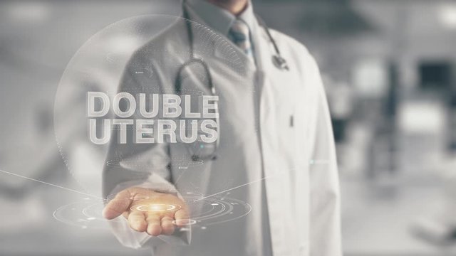 Doctor holding in hand Double Uterus