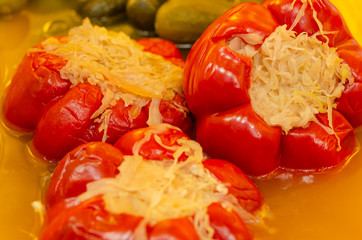 Stuffed pickled peppers with cabbage. Pickles 