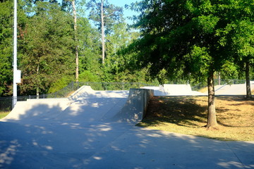 Emtpy Concrete Skate Park in the Summer