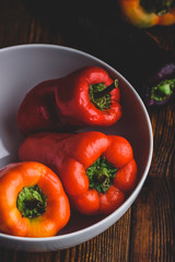 Fresh bell peppers in bowl