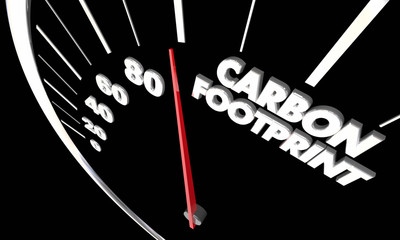Carbon Footprint CO2 Emissions Pollution Climate Change Speedometer 3d Illustration
